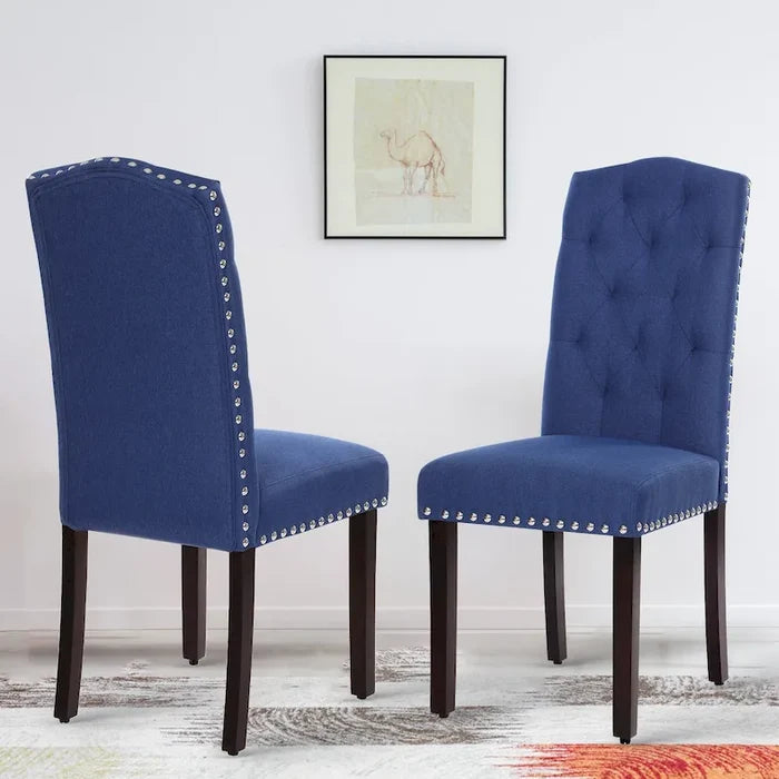 Tufted Dining Chairs Set of 2, High Back Upholstered Dining Room Chairs with Bronze Nailhead Trim