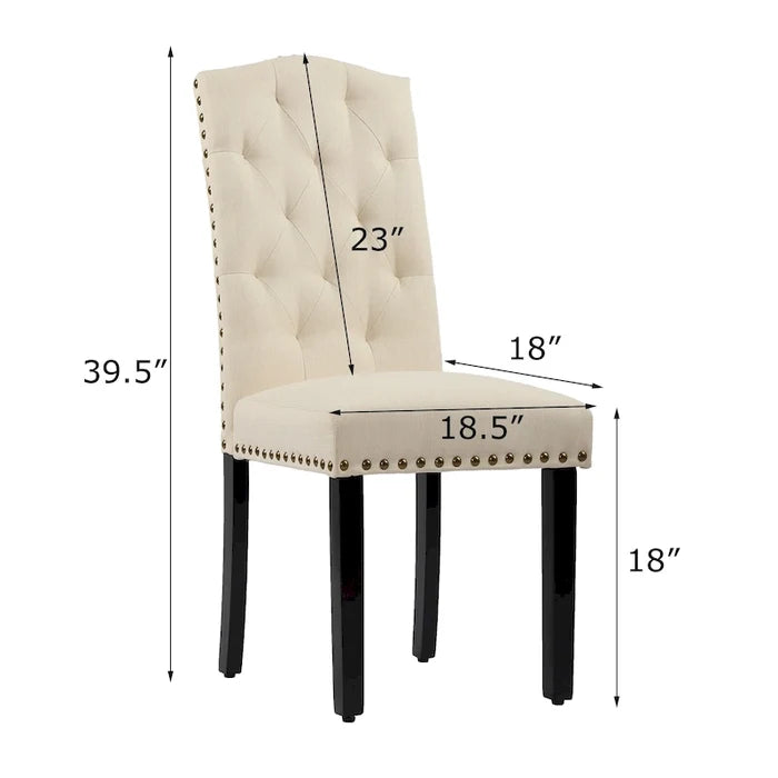 Tufted Dining Chairs Set of 2, High Back Upholstered Dining Room Chairs with Bronze Nailhead Trim