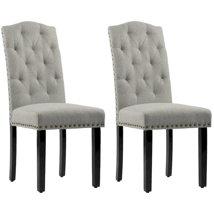 Tufted Dining Chairs Set of 2, High Back Upholstered Dining Room Chairs with Bronze Nailhead Trim