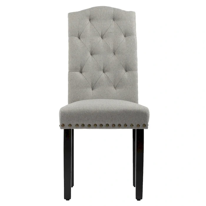 Tufted Dining Chairs Set of 2, High Back Upholstered Dining Room Chairs with Bronze Nailhead Trim