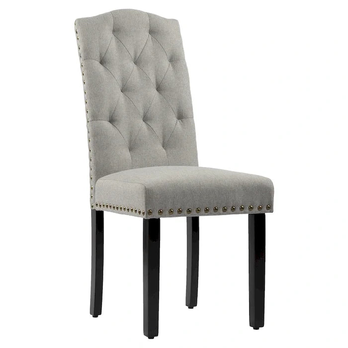 Tufted Dining Chairs Set of 2, High Back Upholstered Dining Room Chairs with Bronze Nailhead Trim