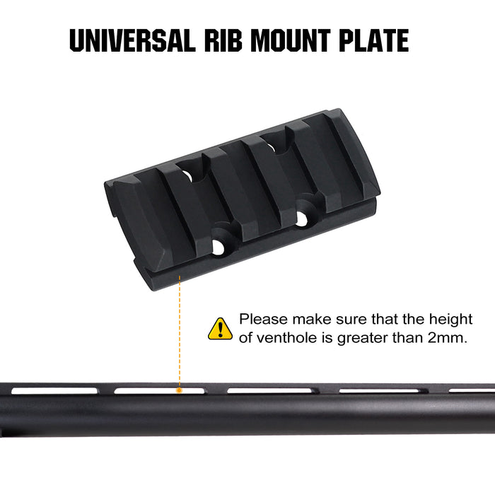 Universal Picatinny Rail Rib Mount for Compact Red Dot Optic fit 0.395' Ventilated Ribs Shotgun Accessories