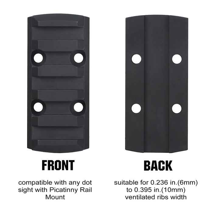 Universal Picatinny Rail Rib Mount for Compact Red Dot Optic fit 0.395' Ventilated Ribs Shotgun Accessories