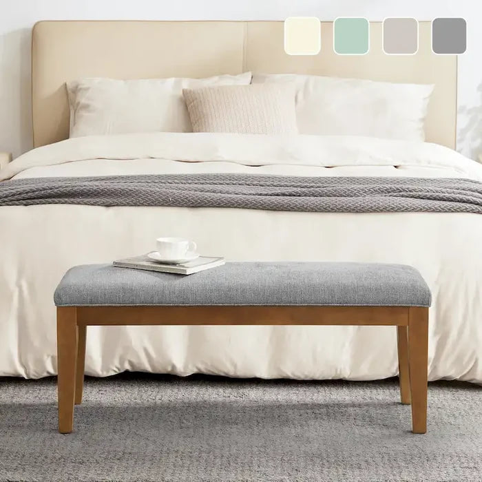 Upholstered Fabric Entryway & Bedroom Bench with Solid Wood Frame