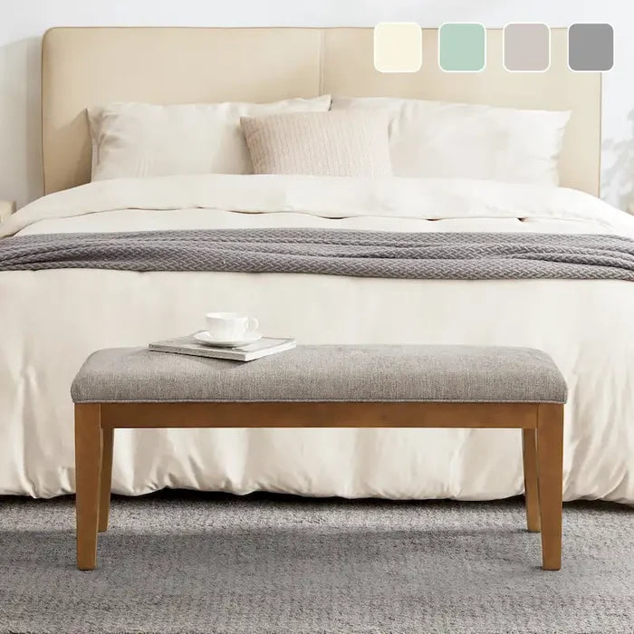 Upholstered Fabric Entryway & Bedroom Bench with Solid Wood Frame
