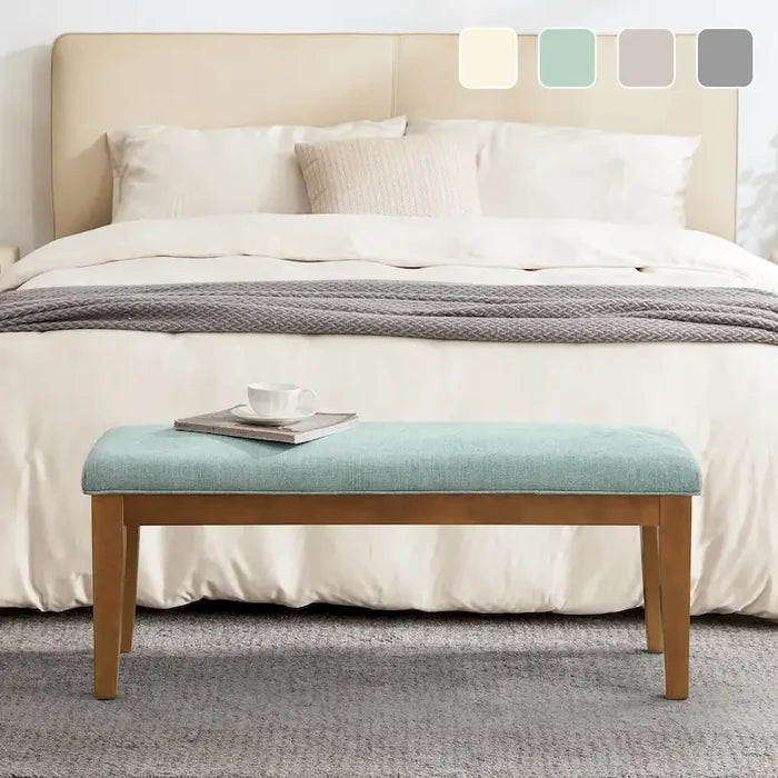 Upholstered Fabric Entryway & Bedroom Bench with Solid Wood Frame