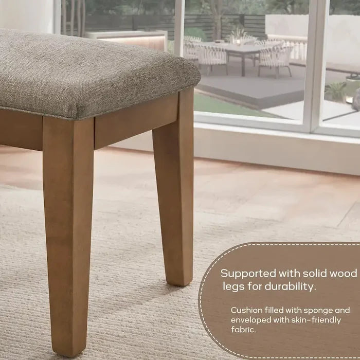 Upholstered Fabric Entryway & Bedroom Bench with Solid Wood Frame