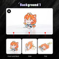Custom acrylic keychain featuring a cute orange-haired anime character with cat ears, star clasp, and different viewing angles