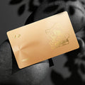 Gold VIP membership card with engraved anime character design, luxury texture, black stone background