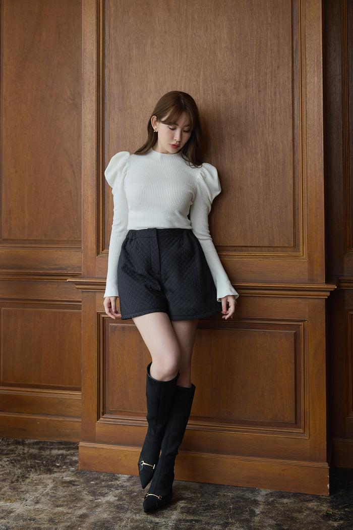 Volume Sleeve Rib Knit Top