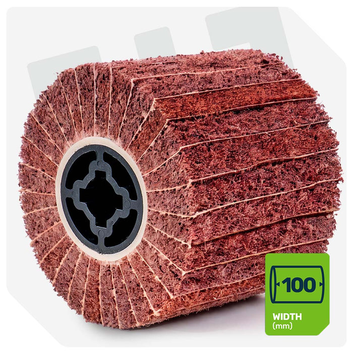 Wałek do satyniarki włóknina ścierna walcowa 120x100x19 mm włóknina szlifierska P60 WUBER
