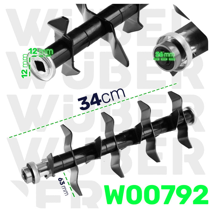 Wałek nożowy do wertykulatora aeratora 32 cm do wertykulacji 12x12 mm WUBER