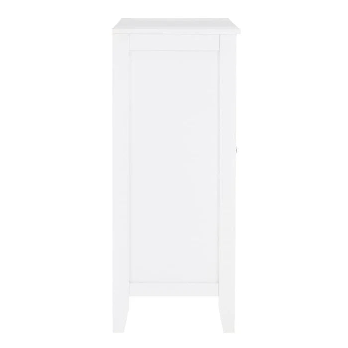White Large Cabinet with Glass Doors and Three Shelves