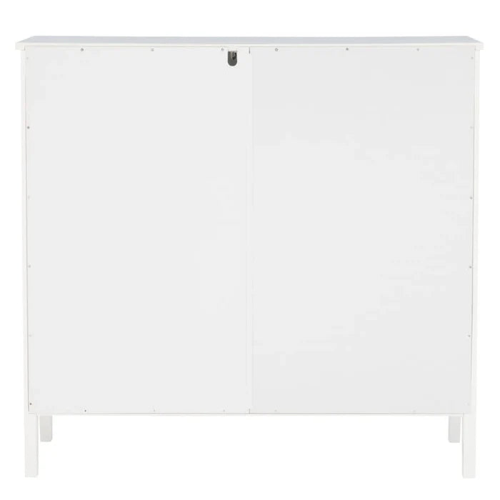 White Large Cabinet with Glass Doors and Three Shelves