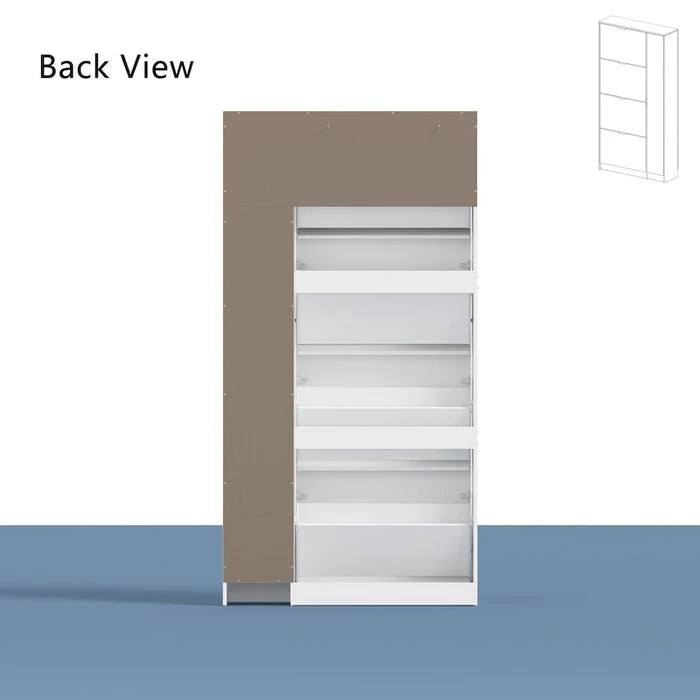 White Shoe Cabinet with Mirror Slim Entryway Storage Organizer