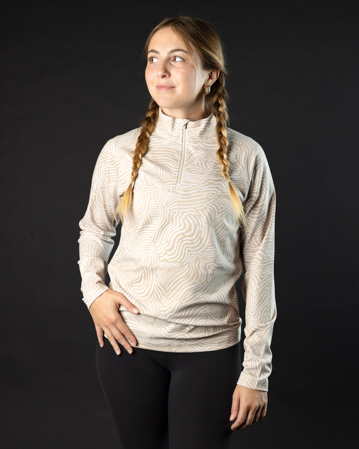 Latte cream women's golf quarterzip outerwear | Sunday Swagger