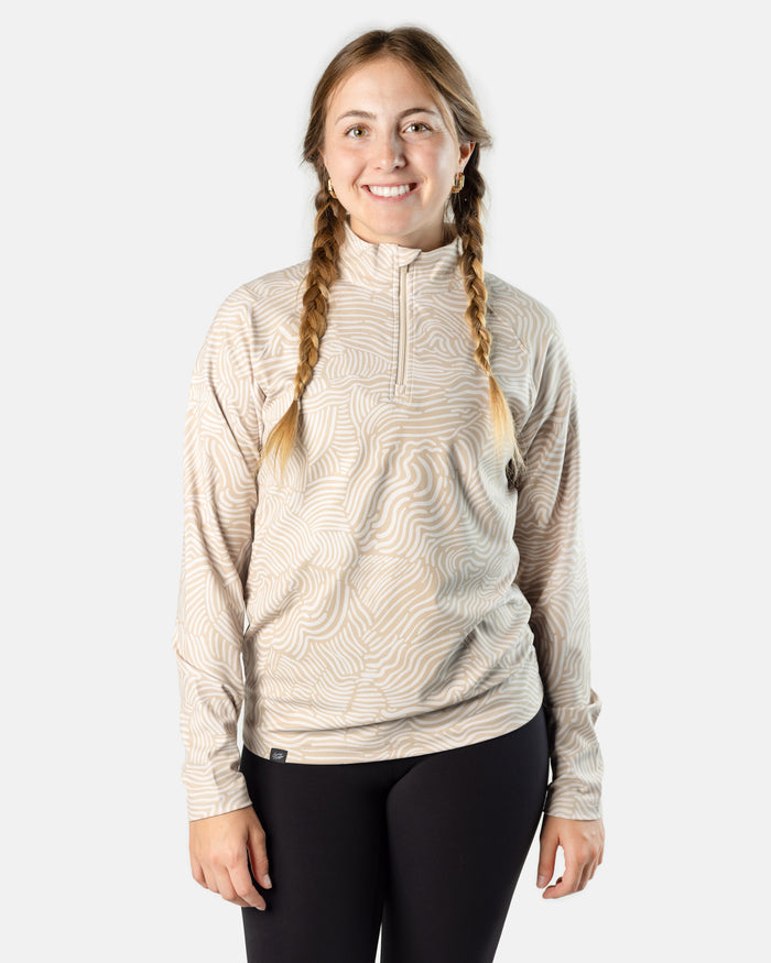 Latte cream women's golf quarterzip outerwear | Sunday Swagger