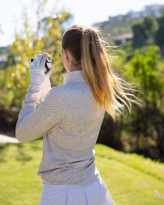 Latte cream women's golf quarterzip outerwear | Sunday Swagger