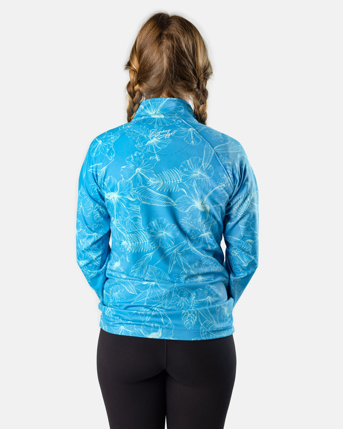 St. Thomas blue floral women's golf Q-zip | Sunday Swagger