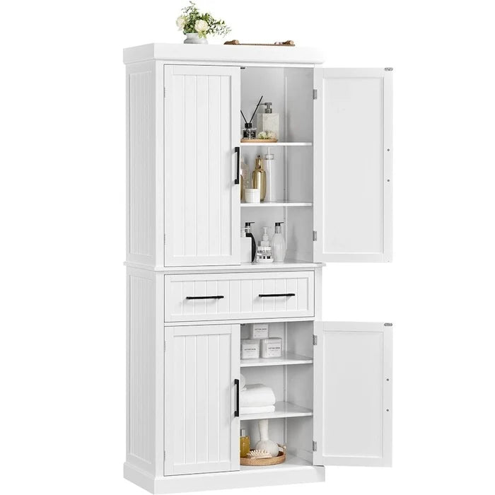 Wooden Kitchen Pantry Storage Cabinet with Doors and Shelves