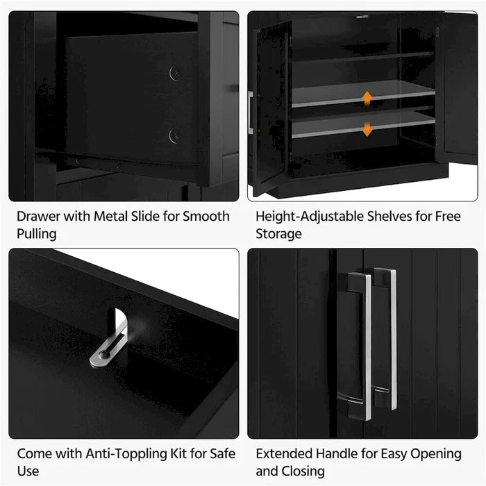 Wooden Kitchen Pantry Storage Cabinet with Doors and Shelves