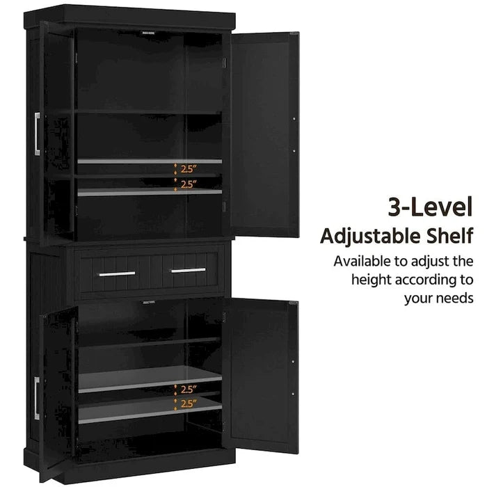 Wooden Kitchen Pantry Storage Cabinet with Doors and Shelves