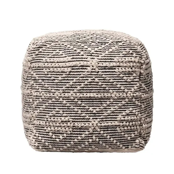 Woven Cotton Trellis Ottoman Pouf Footstool Decorative Boho Living Room Seat
