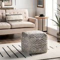 Woven Cotton Trellis Ottoman Pouf Footstool Decorative Boho Living Room Seat