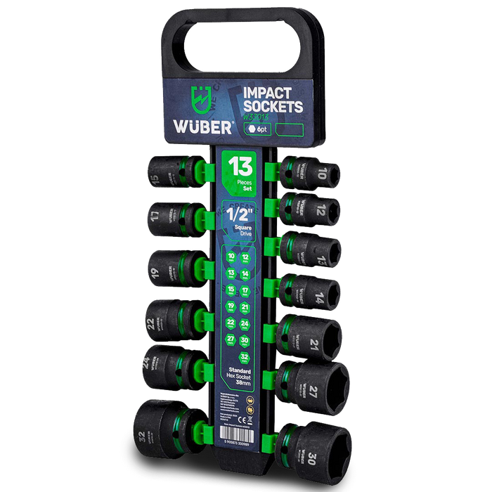 Zestaw nasadek udarowych 13 sztuk 1/2" 6-kątne WUBER