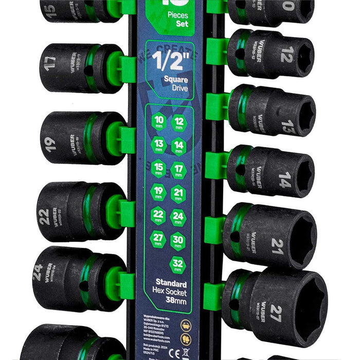 Zestaw nasadek udarowych 13 sztuk 1/2" 6-kątne WUBER