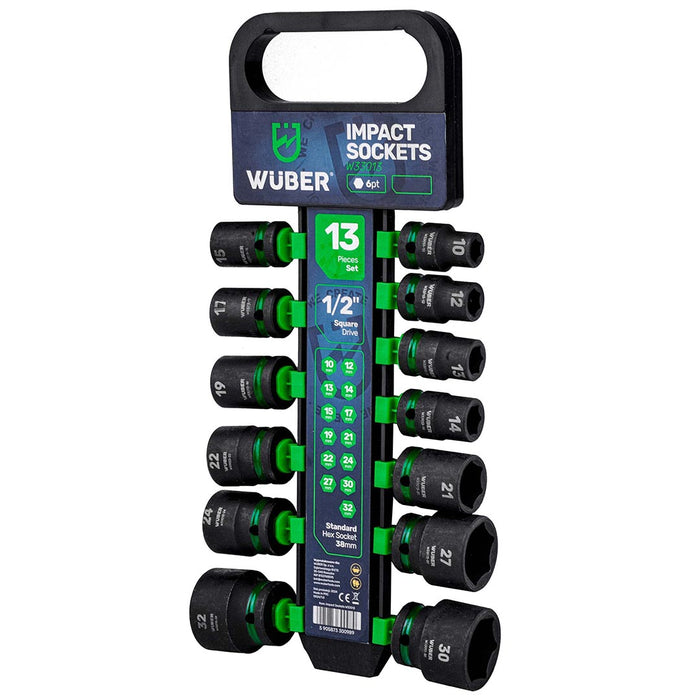 Zestaw nasadek udarowych 13 sztuk 1/2" 6-kątne WUBER