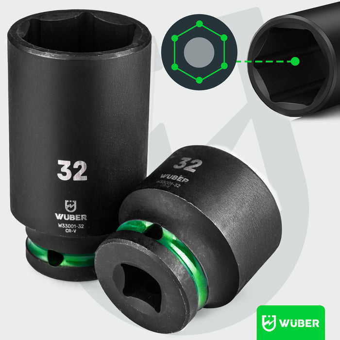 Sześciokątna nasadka udarowa krótka i długa 32 mm - WUBER W33001